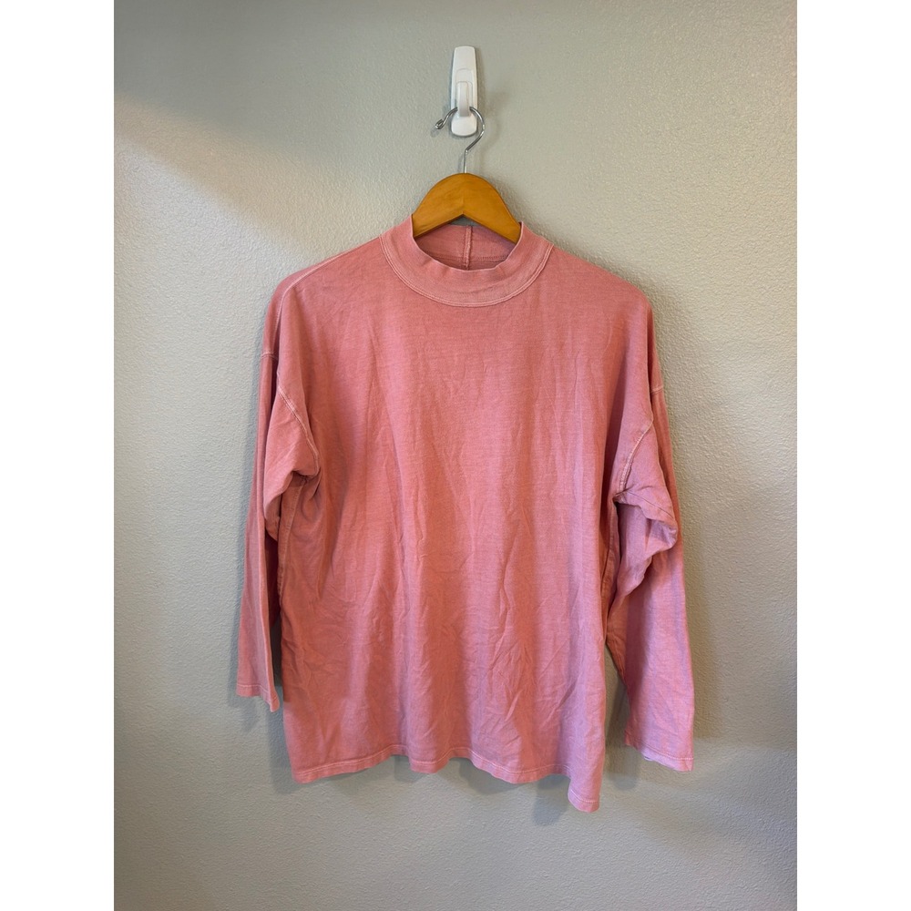 Free People We The Free Tee Women XS Pink Long Sleeve Mock Neck Oversized